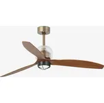 DECO FAN M LED, zlatá/dřevo, stropní LED ventilátor s DC motorem - FARO