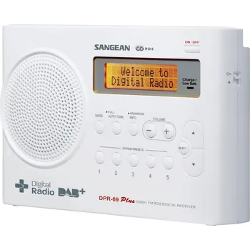 Radiopřijímač Sangean DPR-69 plus DPR-69 plus -WH přenosné rádio, DAB plus , FM, s USB nabíječkou, bílá