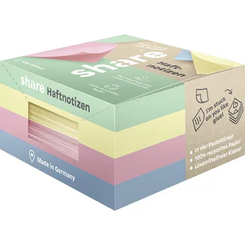 Samolepící bloček share blok se štítky (samolepícími poznámkami) 4-0017 75 mm x 75 mm pastelová žlutá, pastelová růžová, pastelová modrá, pastelová zelená 4 ks