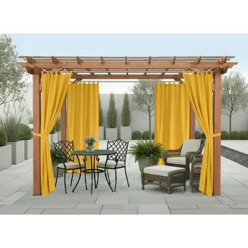 Pergola Venkovní zahradní závěs s poutky SANTIAGO color 40 mustard/hořčicová, různé rozměry (cena za 1 kus) + dárek úvaz MyBestHome Rozměr: 155x200 cm