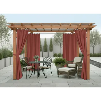 Pergola Venkovní zahradní závěs s poutky SANTIAGO color 12 vínová, různé rozměry (cena za 1 kus) + dárek úvaz MyBestHome Rozměr: 155x200 cm