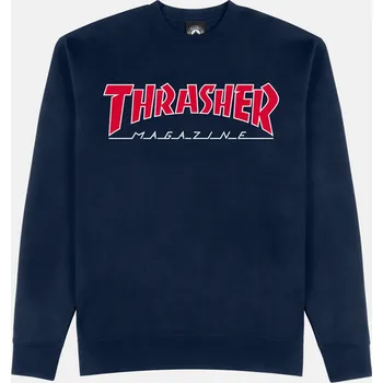 Pánské oblečení mikina Thrasher Outlined Crewneck navy modrá