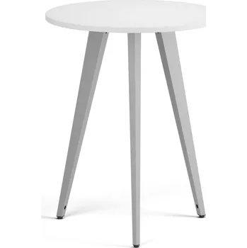 Konferenční stolek Konferenční stůl PRIMO VIBE, průměr 60 cm, šedostříbrná podnož, bílá