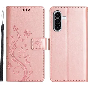 Pouzdro na mobilní telefon Flowers knížkové pouzdro na Samsung Galaxy A57 5G - růžovozlaté