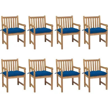 OMAXI Zahradní židle 8 ks modré podušky masivní teak 448526