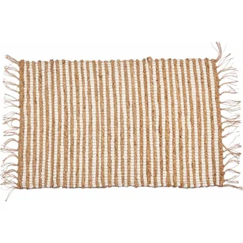 Koberec Jutový koberec FRINGE 60x90 cm béžový/bílý