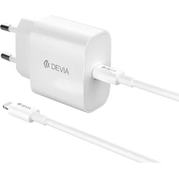 Devia síťová nabíječka Smart PD GaN 30W 1x USB-C bílá + kabel USB-C - Lightning
