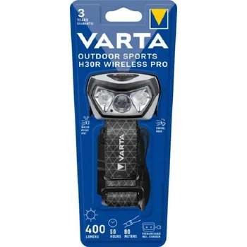 Svítilna Čelová svítilna VARTA 18650 černošedá, OUTDOOR SPORTS Wireless PRO, nabíjecí