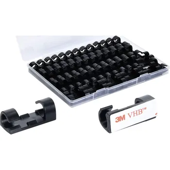 Stahovací páska TRU COMPONENTS T24CA077 držák kabelu samolepicí TC-12888580 Průměr kabelového svazku (rozsah) 5 do 9 mm černá 50 ks