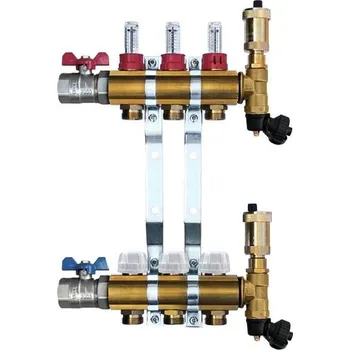 rozdělovač topení Mosazný rozdělovač s automatickým odvzdušněním - 3 cestný