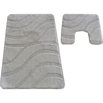 Koupelnová předložka Sada koupelnových koberečků Sympho s výřezem - písková šedá