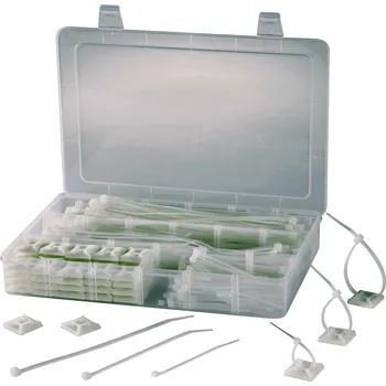 Stahovací páska TRU COMPONENTS EPR-350 stahovací pásky 100 x 2.5 mm, 142 x 3.2 mm, 190 x 4.8 mm čirá;s lepicím podstavcem;1 sada