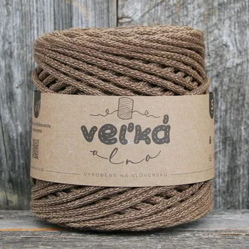 Příze VEĽKÁvlna VEL'KÁvlna bavlněná šňůra na háčkování 5mm Čokoláda s karamelem
