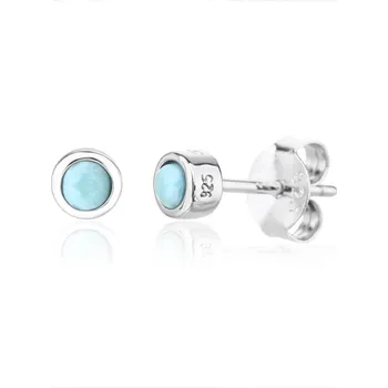 Náušnice Bealio BEALIO 14311 Stříbrné náušnice KULATÉ larimar 4 mm 03-14311-4054