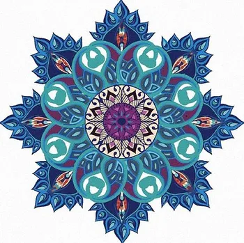 Diamantové malování Diamondi - MODRÁ MANDALA, 40x50 cm, bez rámu a bez vypnutí plátna