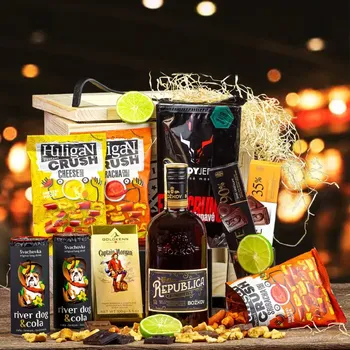 Dárkový potravinový koš Bedna s Rumem Republica Standardní víko