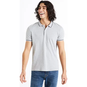 Celio Polo tričko pique Decolrayeb 1122624 Šedá S
