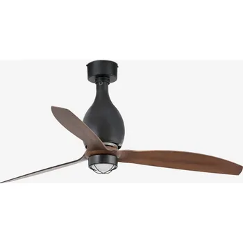 MINI ETERFAN M LED, černá/dřevo, stropní ventilátor s DC motorem - FARO