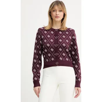 Dámský svetr Kardigan s příměsí vlny Guess SARAH W4BR0D.Z3JD2 burgundské 93X, vel. L