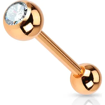 Piercing Šperky4U Pozlacený piercing do jazyku - čirý kamínek - PJ0002-C