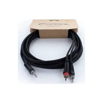 Audio kabel Cordial 14854 jack / cinch audio Y adaptér [1x jack zástrčka 3,5 mm - 2x cinch zástrčka] 1 m černá PVC plášť, dvoužilové vedení