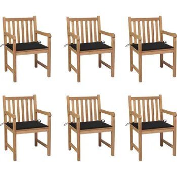 OMAXI Zahradní židle 6 ks černé podušky masivní teak 448076