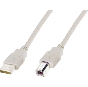 elektrický kabel Digitus USB kabel USB 2.0 USB-A zástrčka, USB-B zástrčka 1.80 m béžová kulatý, dvoužilový stíněný AK-300105-018-E