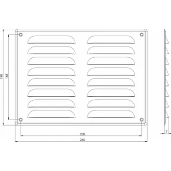 Větrací mřížka Větrací mřížka EUROPLAST MR2619, 260 x 190 mm