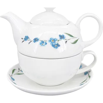 by inspire Porcelánová čajová souprava Luna Pomněnka, bílá/modrá (konvice 400 ml, šálek 250 ml)