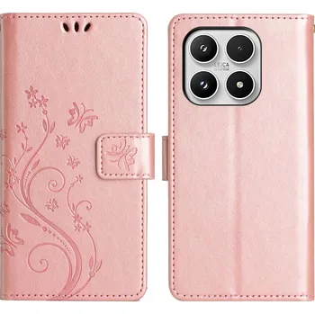 Pouzdro na mobilní telefon Flowers knížkové pouzdro na Xiaomi 17 - růžovozlaté