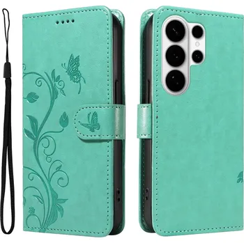 Pouzdro na mobilní telefon Flowery knížkové pouzdro na Samsung Galaxy S26 Ultra - modrozelené