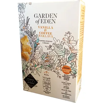 Kolionasios Baklava Vegan baklava bez cukru GARDEN of EDEN s vanilkou a kávou s pistáciemi, mandlemi a vlašskými ořechy 140g KOLIONASIOS