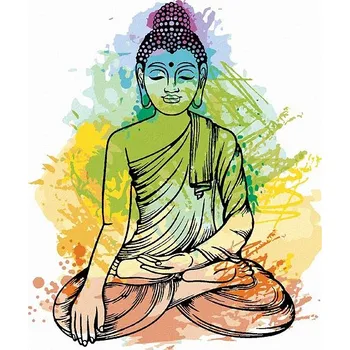 Diamantové malování Diamondi - BAREVNÝ BUDDHA, 40x50 cm, bez rámu a bez vypnutí plátna