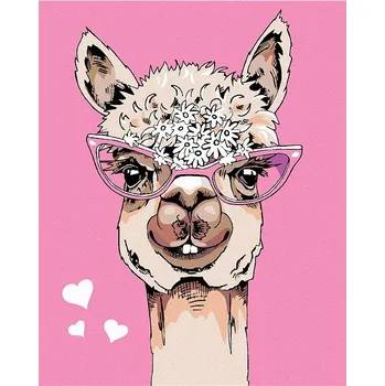 Diamantové malování Diamondi - Diamantové malování - LAMA S BRÝLEMI, 40x50 cm, bez rámu a bez vypnutí plátna