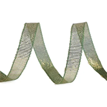 Stuha Brokátová stuha s lurexem šíře 10 mm zelená 10 m