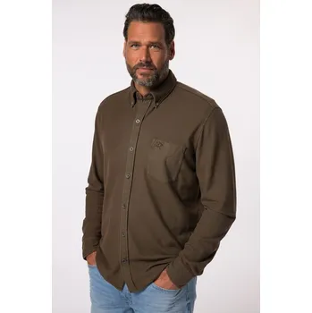 Pánská košile JP1880, Plus size Piké košile, dlouhé rukávy, barvená, Kent límeček, Modern střih, do 8XL pro plnoštíhlé nadměrná velikost, 822053110-1460, hnědý, XXL, Plus size oblečení, Oblečení pro vysoké muže, Nadměrné velikosti, Oblečení pro plnoštíhlé.