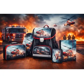 Školní batoh OXYBAG ŠKOLNÍ SET 5KS PREMIUM Hasiči