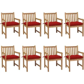 OMAXI Zahradní židle 8 ks červené podušky masivní teak 448489