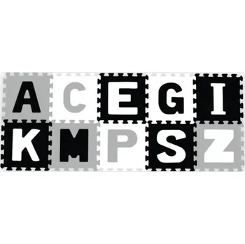 BabyOno Pěnové puzzle, podložka Písmena, 10 ks, šedá/černá/bílá,