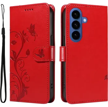 Pouzdro na mobilní telefon Flowery knížkové pouzdro na Samsung Galaxy S26/S26 Pro - červené
