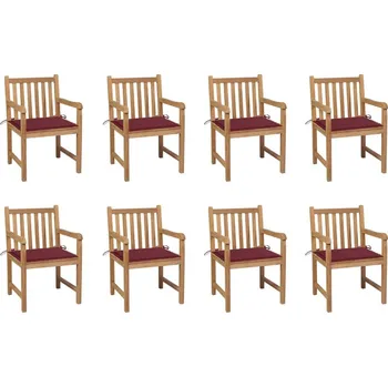 OMAXI Zahradní židle 8 ks vínové podušky masivní teak 448366