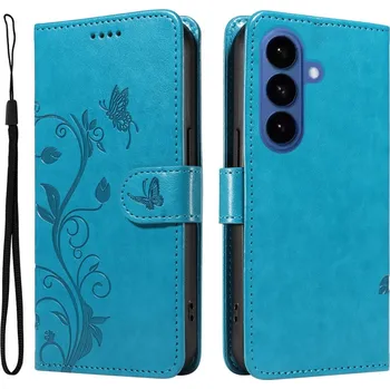 Pouzdro na mobilní telefon Flowery knížkové pouzdro na Samsung Galaxy S26+ - modré