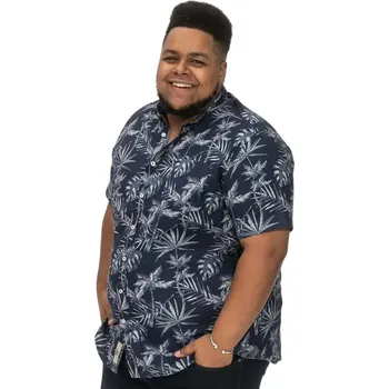 Pánská košile Velká pánská košile s krátkým rukávem s vzorem Duke D555 Truro tmavě modrá (4XL)