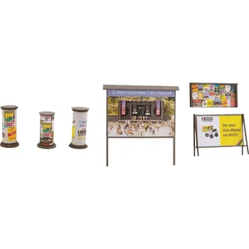 Modelová železnice NOCH 14217 H0 L-C minis „Litfaßsäle a Vererähen“, po 3 ks hotový model