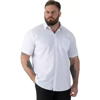 Pánská košile Velká pánská hladká košile s krátkým rukávem odolná proti skvrnám NON IRON Duke D555 Lucas bílá (3XL)