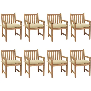 OMAXI Zahradní židle 8 ks s krémovými poduškami masivní teak 448441