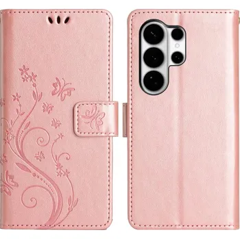 Pouzdro na mobilní telefon Flowers knížkové pouzdro na Samsung Galaxy S26 Ultra - růžovozlaté