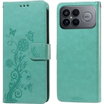 Pouzdro na mobilní telefon Flowery knížkové pouzdro na Xiaomi Poco F8 Ultra 5G - modrozelené