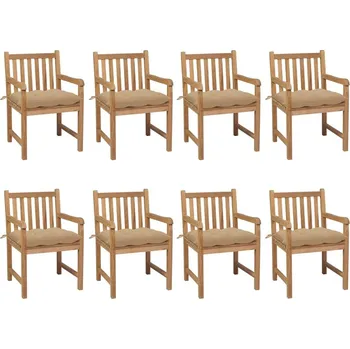 OMAXI Zahradní židle 8 ks s béžovými poduškami masivní teak 448458