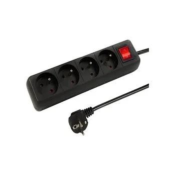 Měnič napětí Síťový prodlužovací kabel PR-470WSP 4-zásuvky s uzemněním+vypínač 5m černý 3x1,5mm